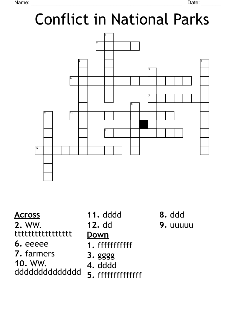 Conflict in National Parks Crossword
