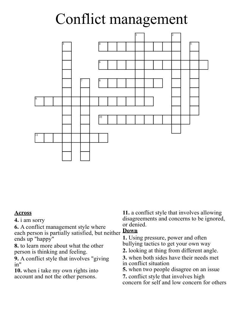 Conflict management Crossword