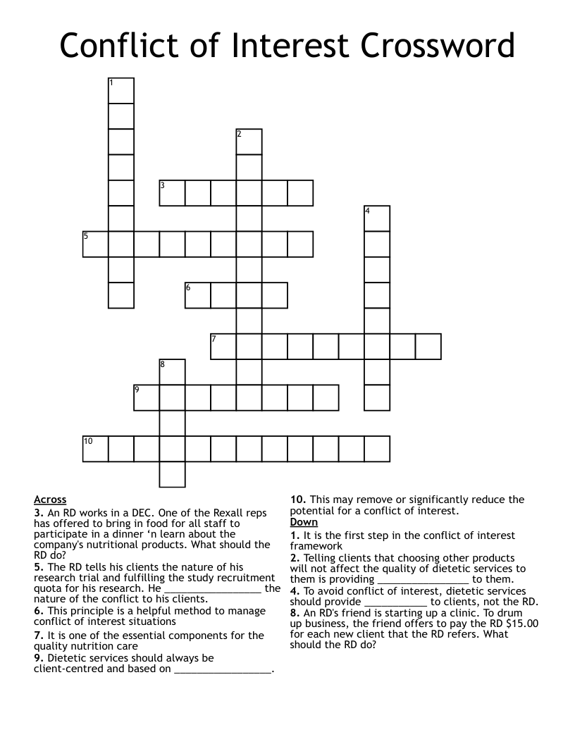 Conflict of Interest Crossword