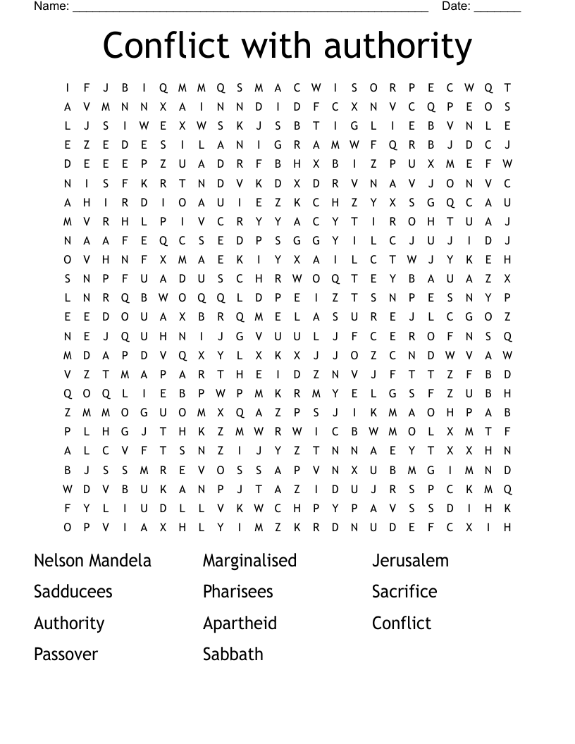 Conflict with authority Word Search