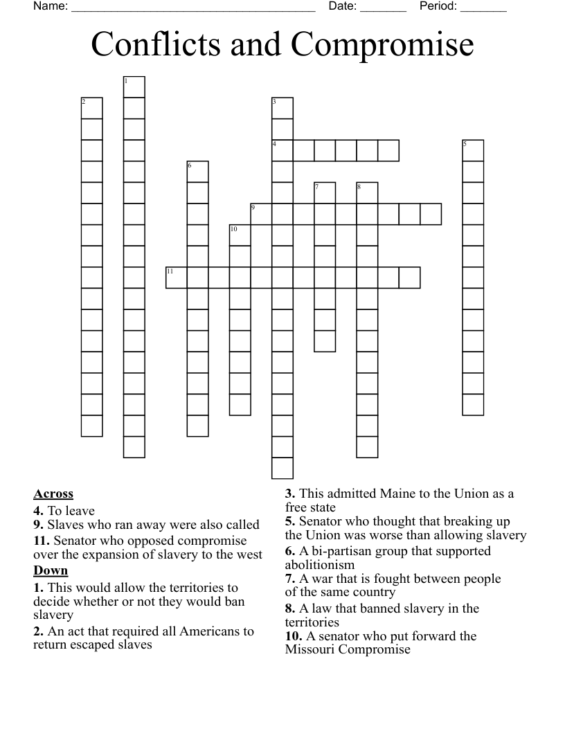Conflicts and Compromise Crossword