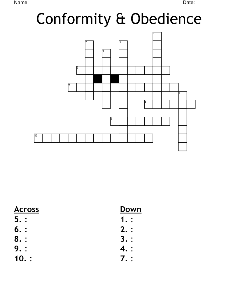 Conformity & Obedience Crossword