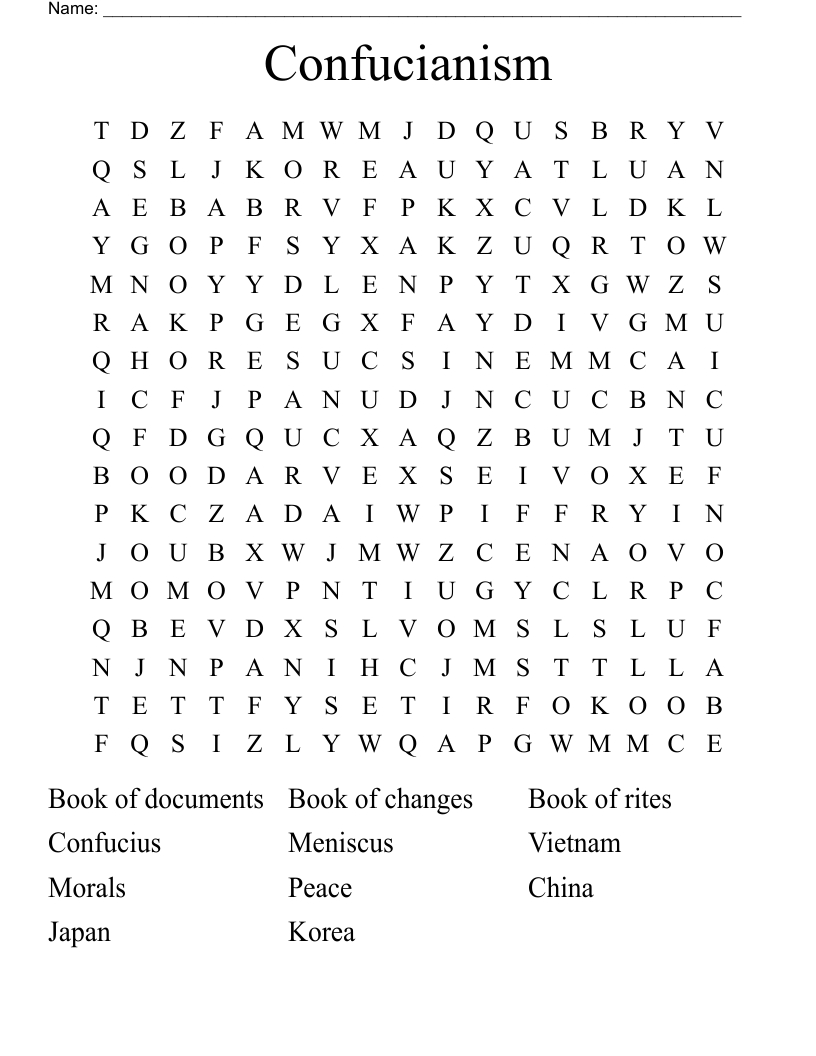 Confucianism Word Search