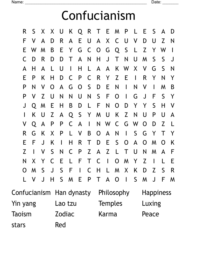 Confucianism Word Search