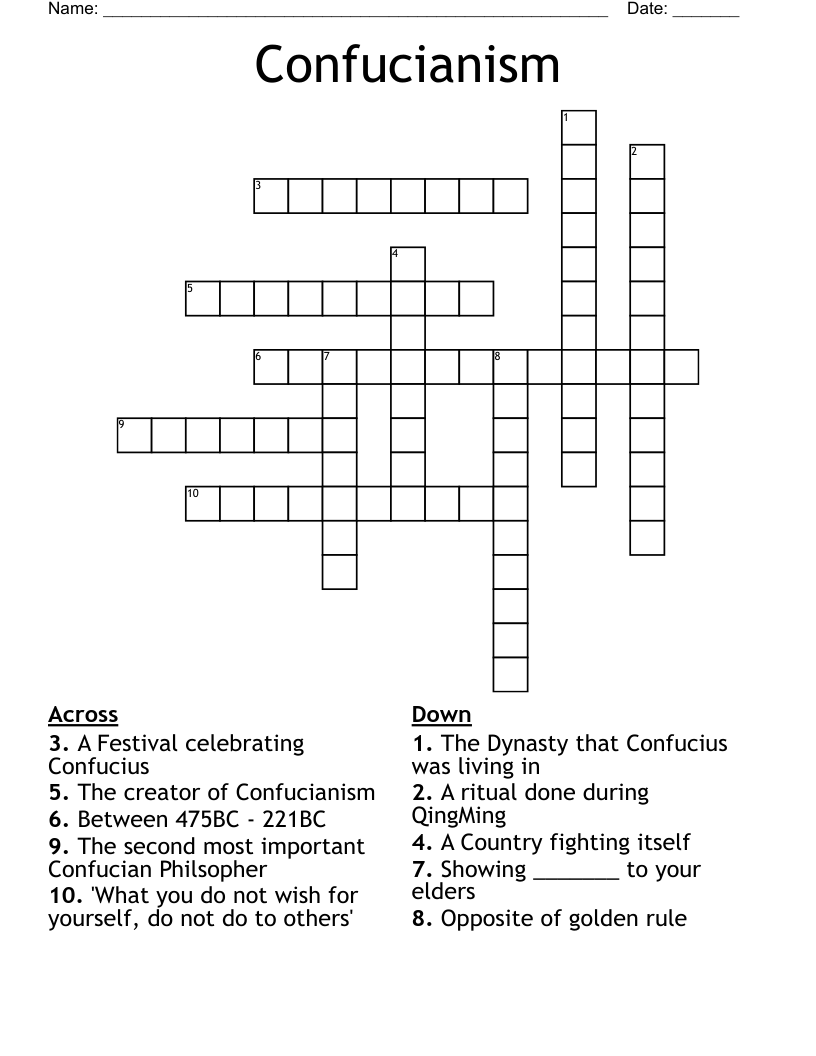 Confucianism Crossword
