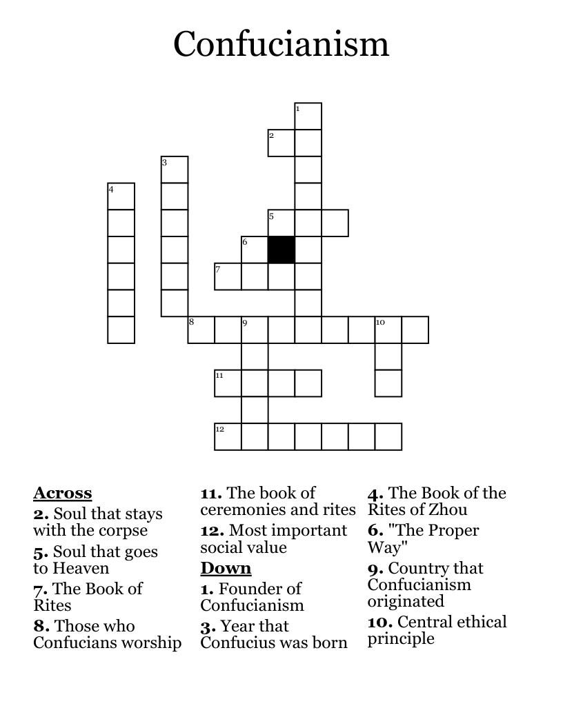 Confucianism Crossword
