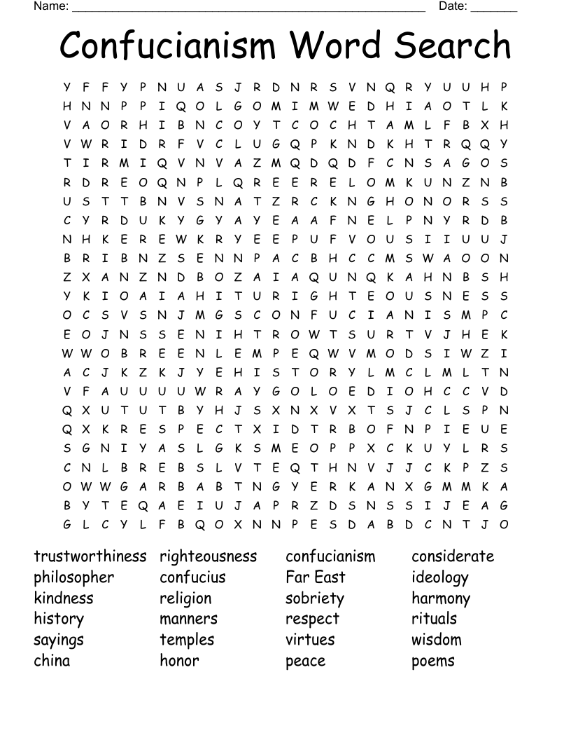 Confucianism Word Search