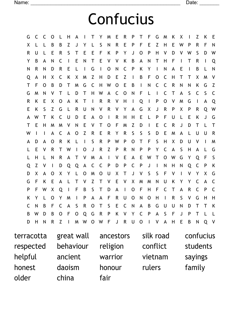 Confucius Word Search