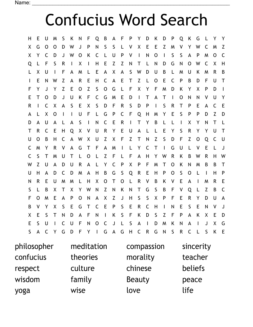 Confucius Word Search