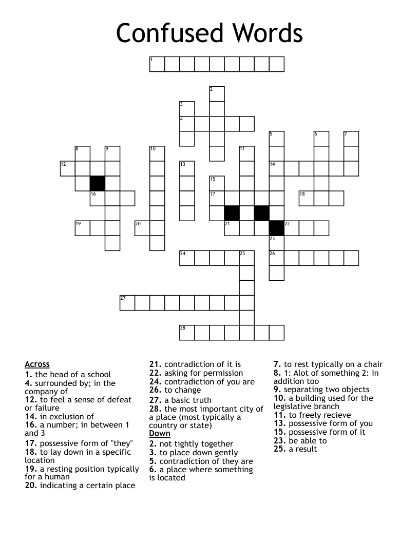 Confused Words Crossword