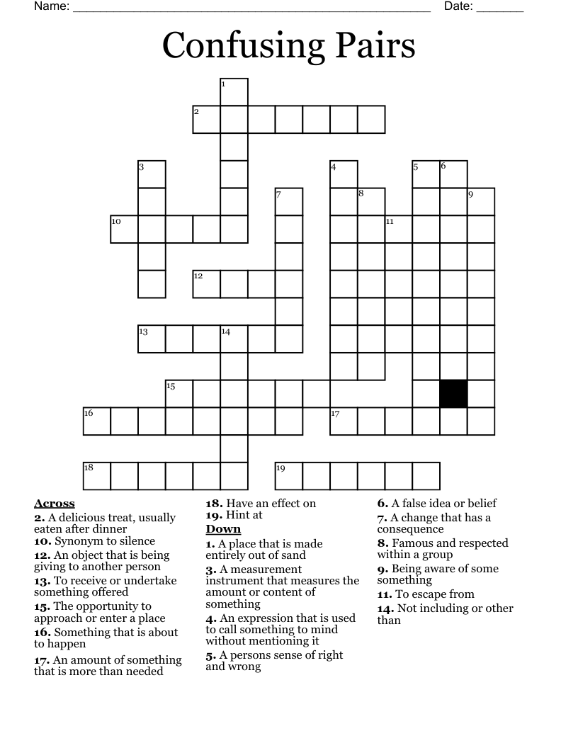 Confusing Pairs Crossword