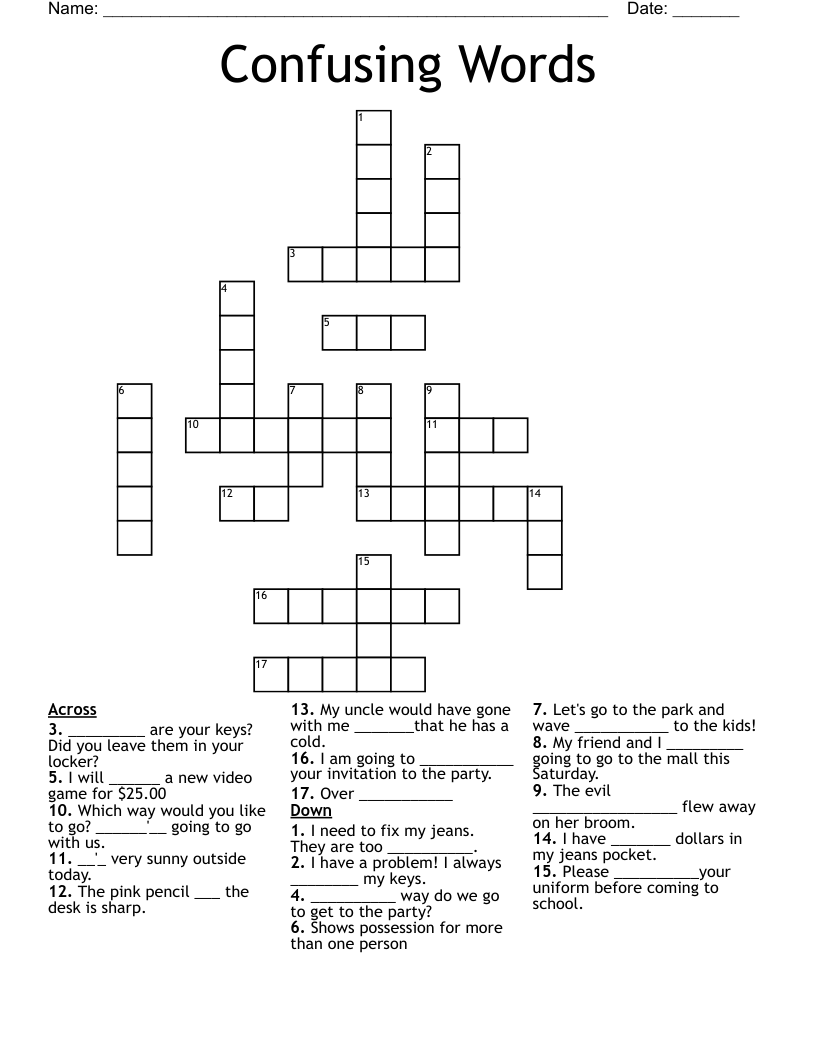 Confusing Words Crossword