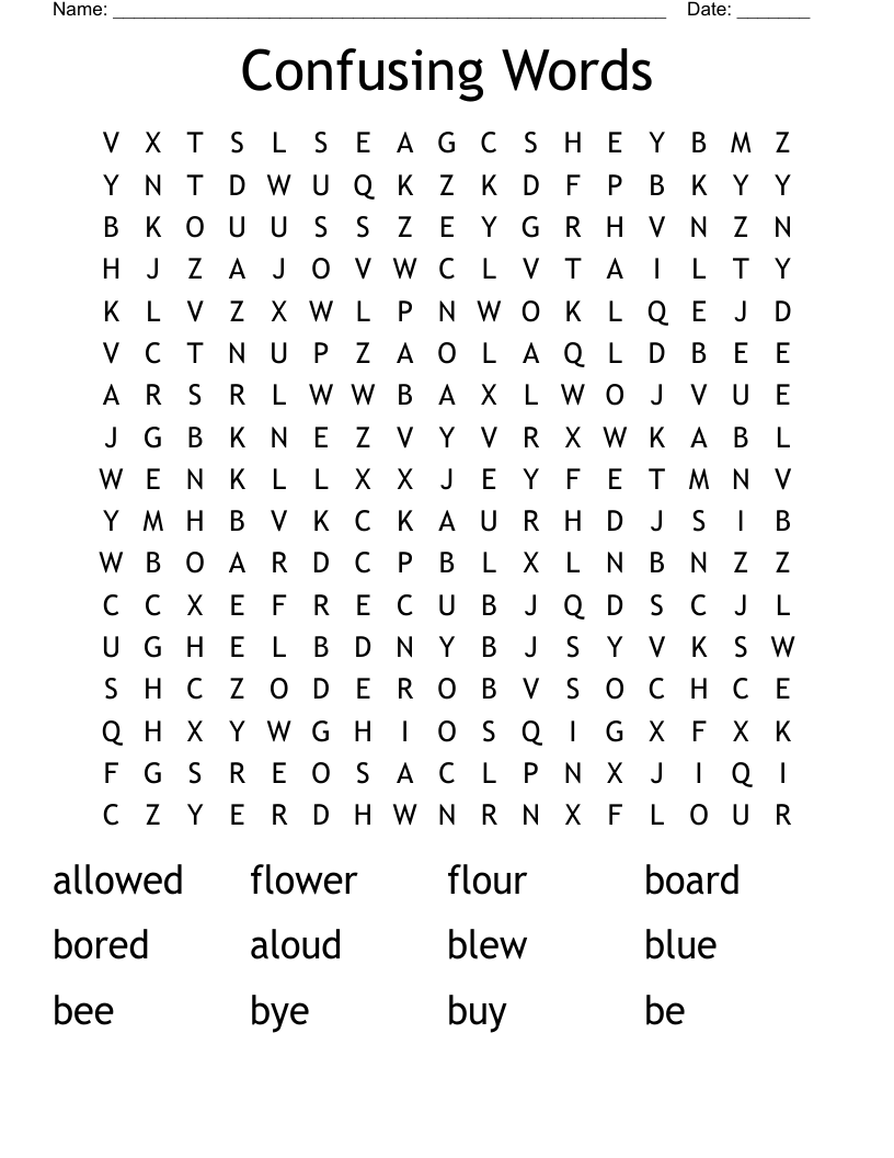 Confusing Words Word Search