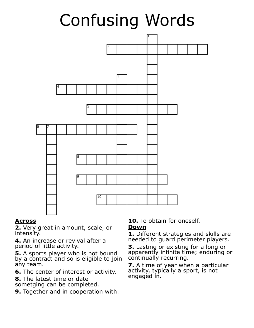 Confusing Words  Crossword