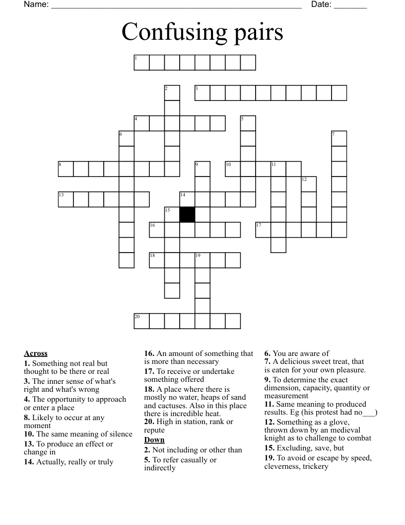 Confusing pairs Crossword