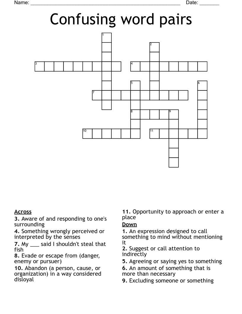 Confusing word pairs Crossword