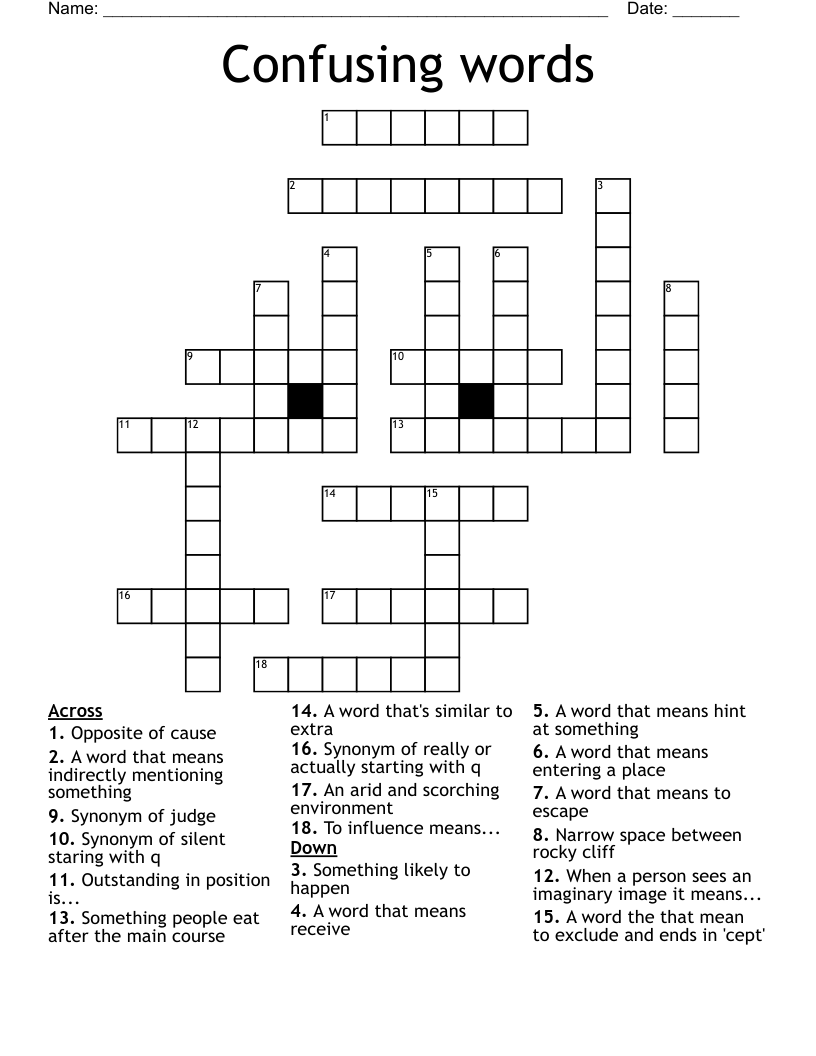 Confusing words Crossword