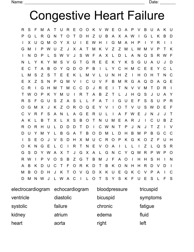 Congestive Heart Failure Word Search
