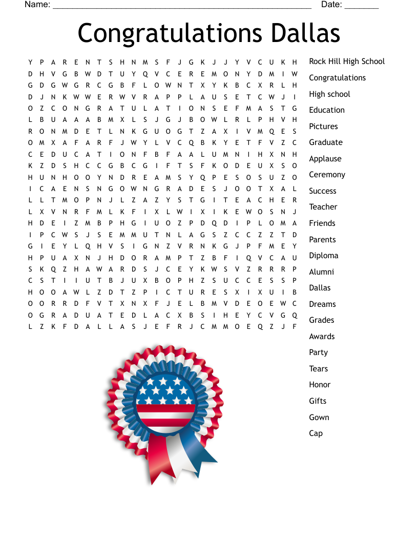 Congratulations Dallas  Word Search