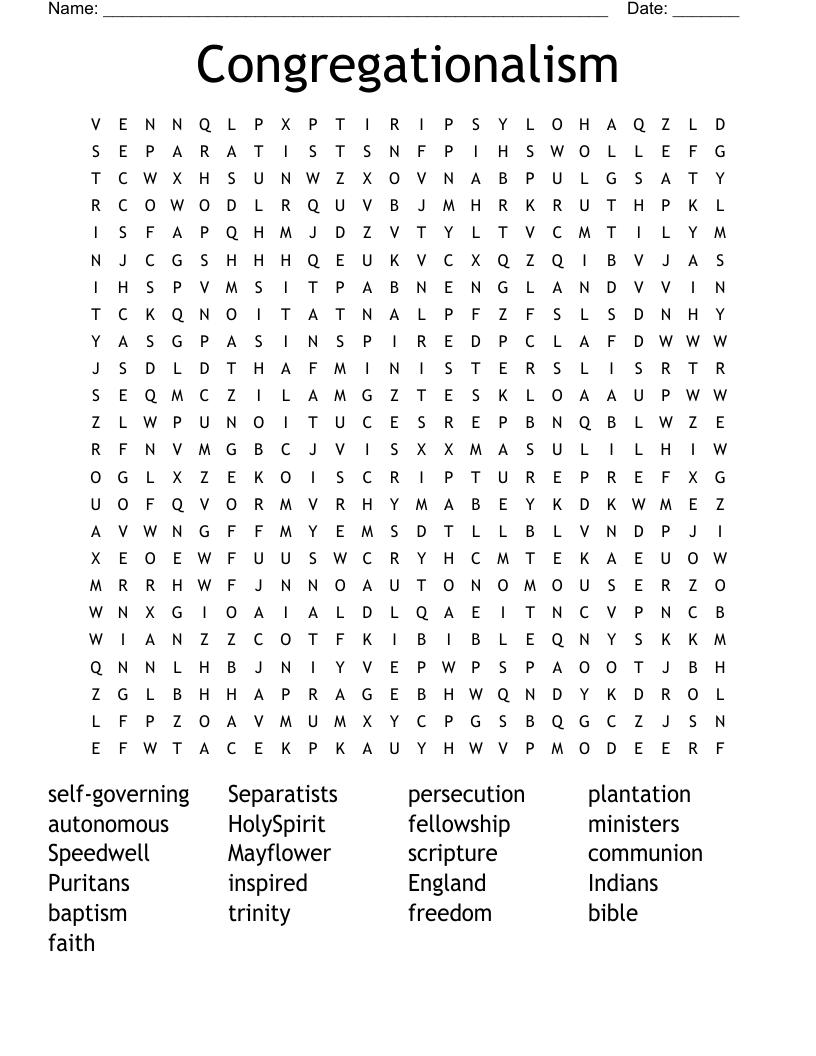 Congregationalism Word Search