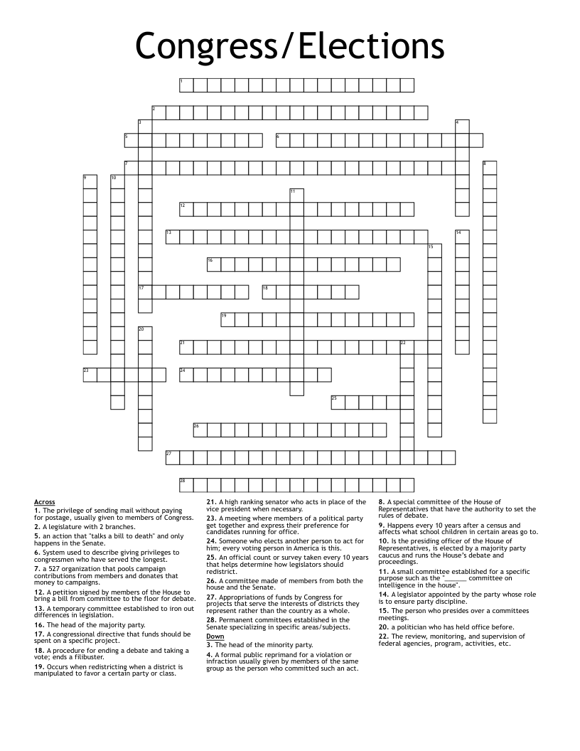 Congress/Elections Crossword