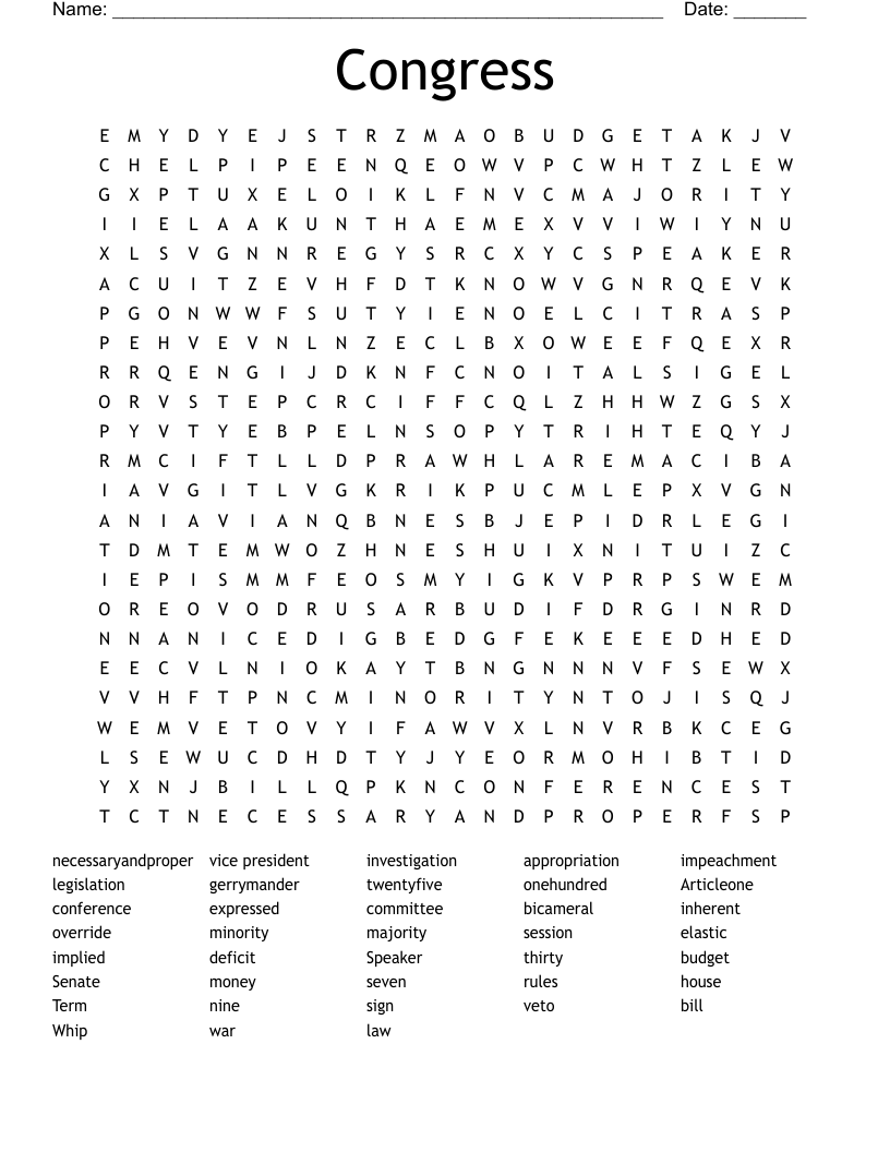 Congress Word Search