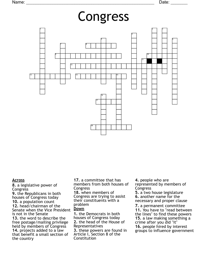 Congress Crossword