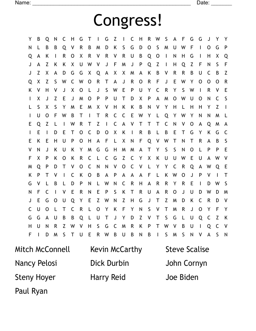 Congress! Word Search