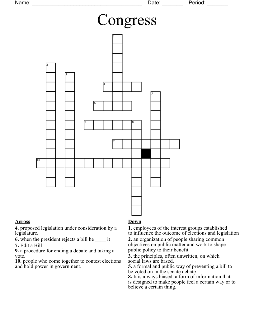 Congress Crossword