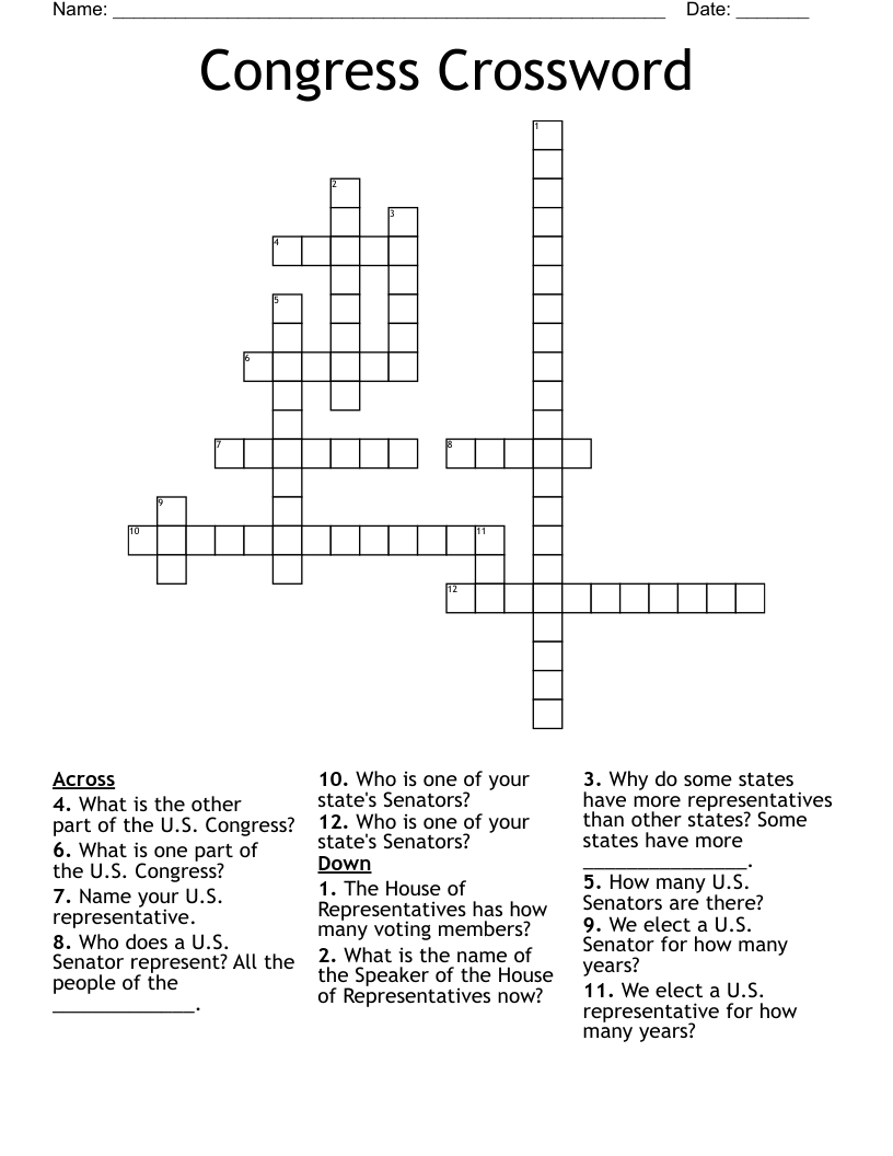 Congress Crossword