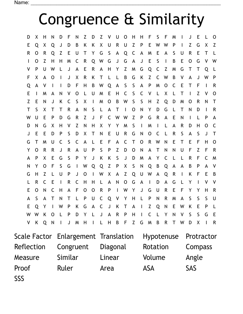 Congruence & Similarity Word Search
