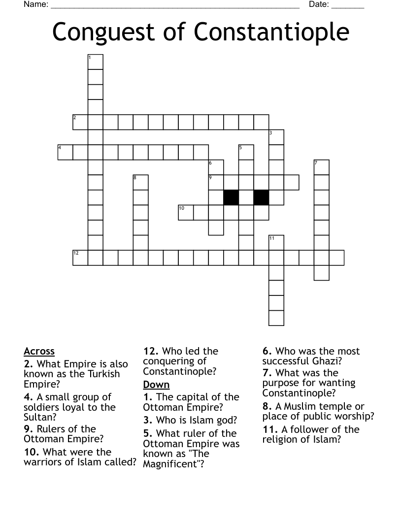 Conguest of Constantiople Crossword