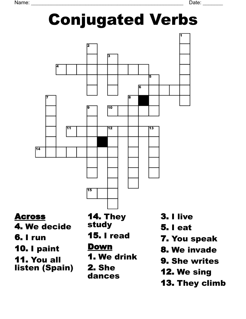 Conjugated Verbs Crossword