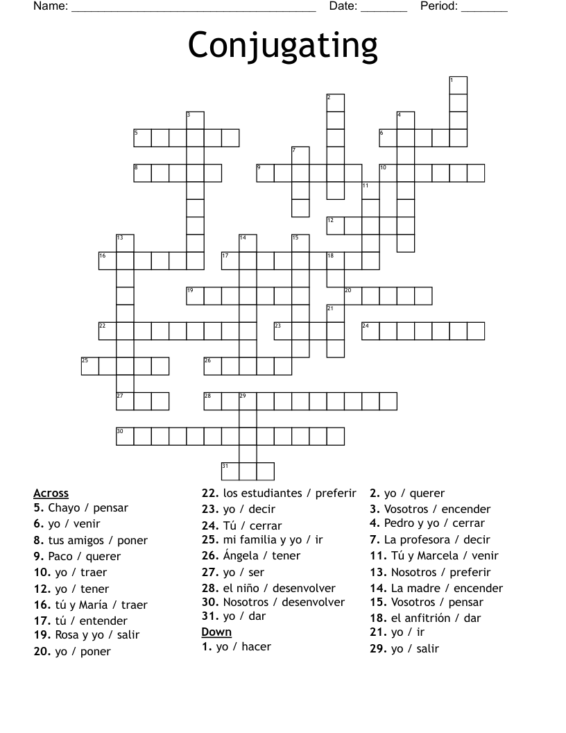Conjugating  Crossword
