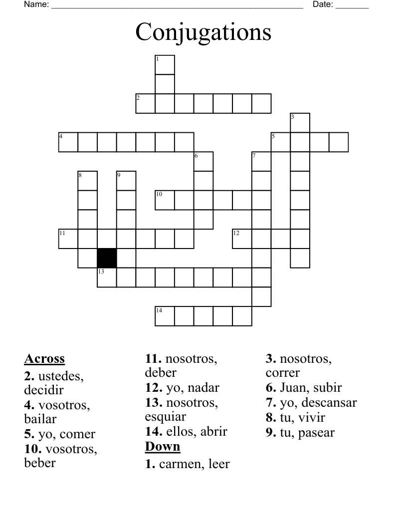 Conjugations Crossword