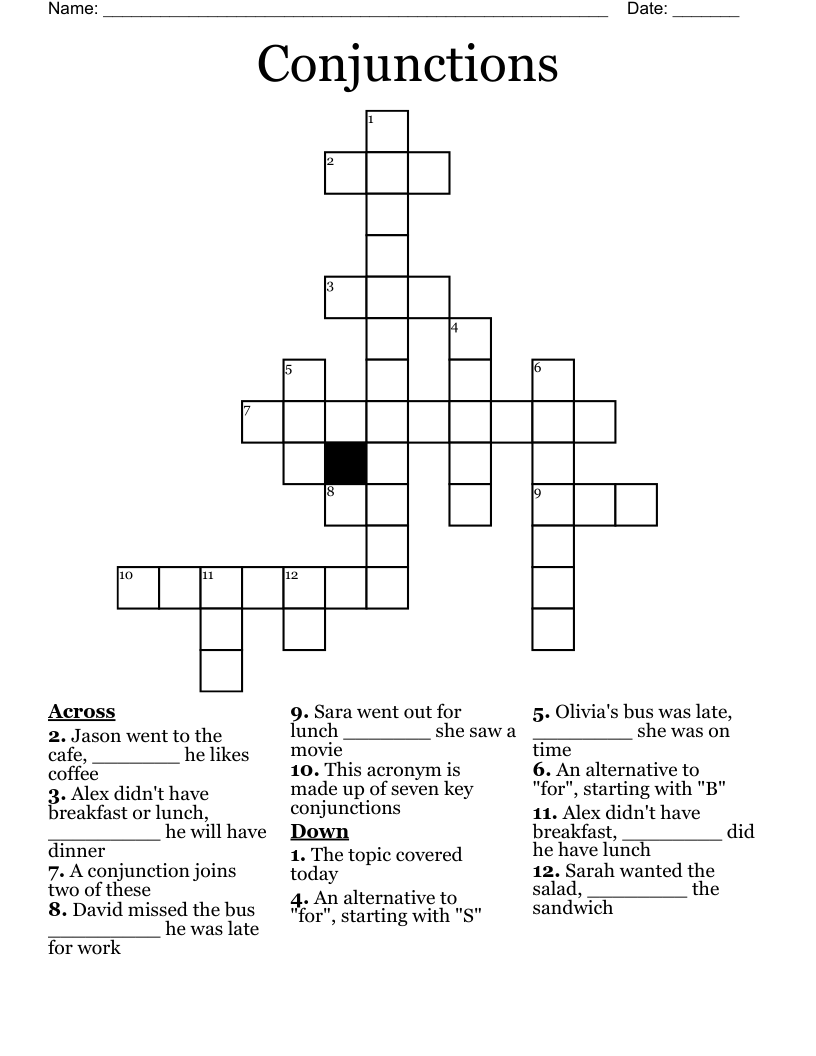 Conjunctions Crossword