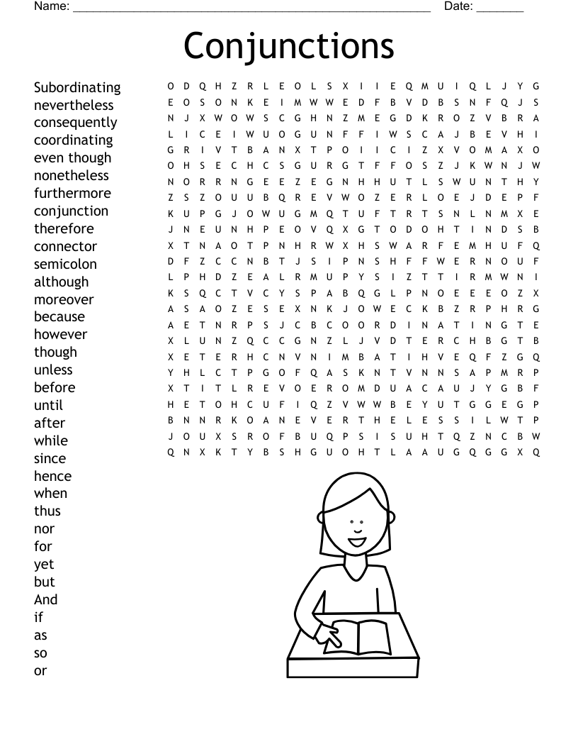Conjunctions Word Search