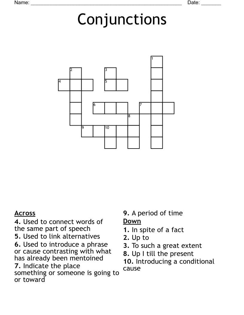 Conjunctions Crossword