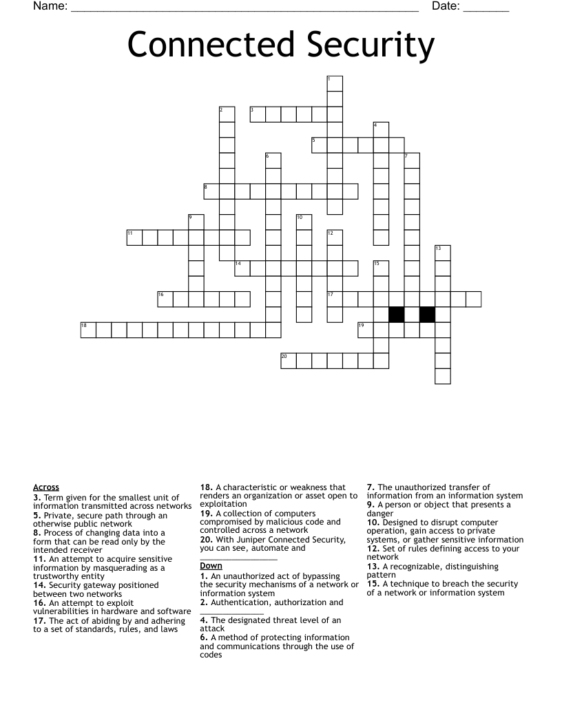 Connected Security Crossword