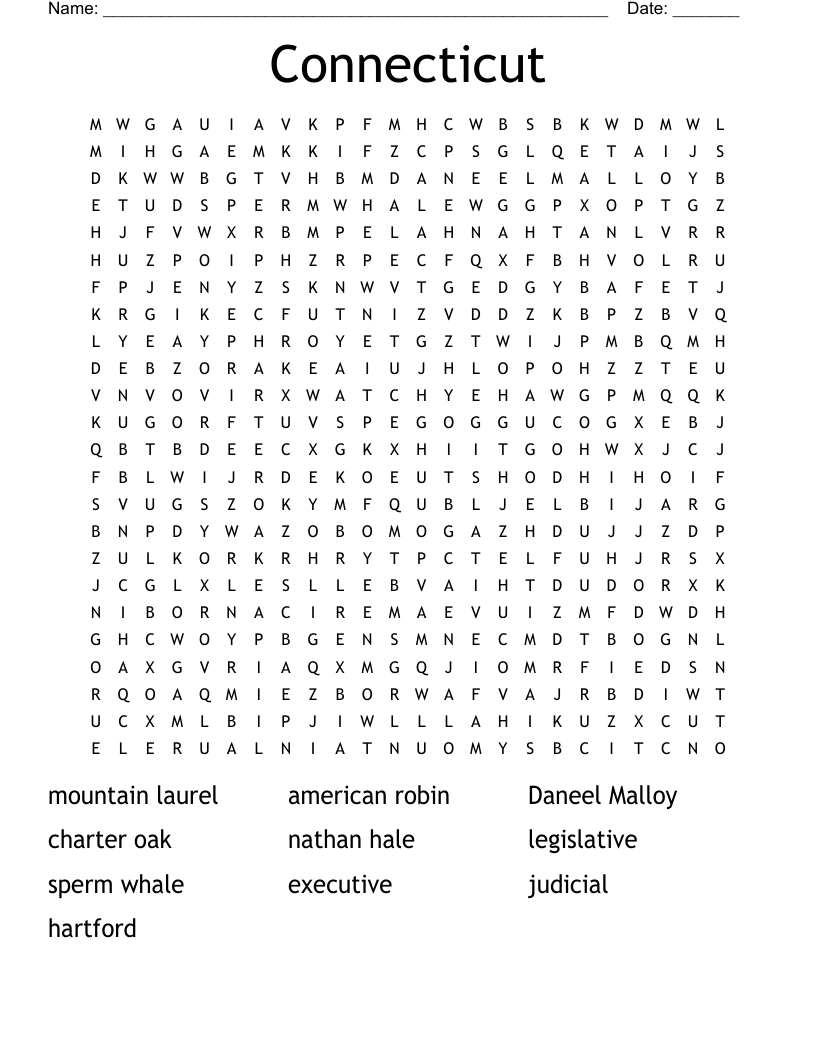 Connecticut Word Search
