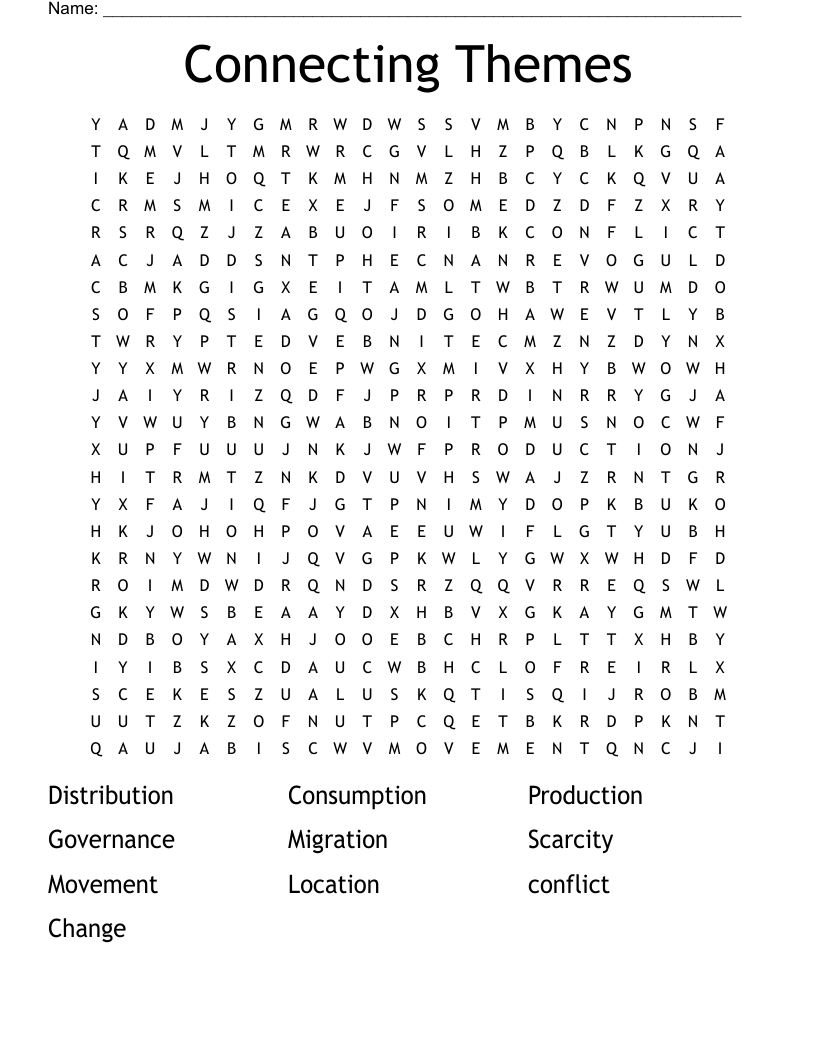 Connecting Themes Word Search