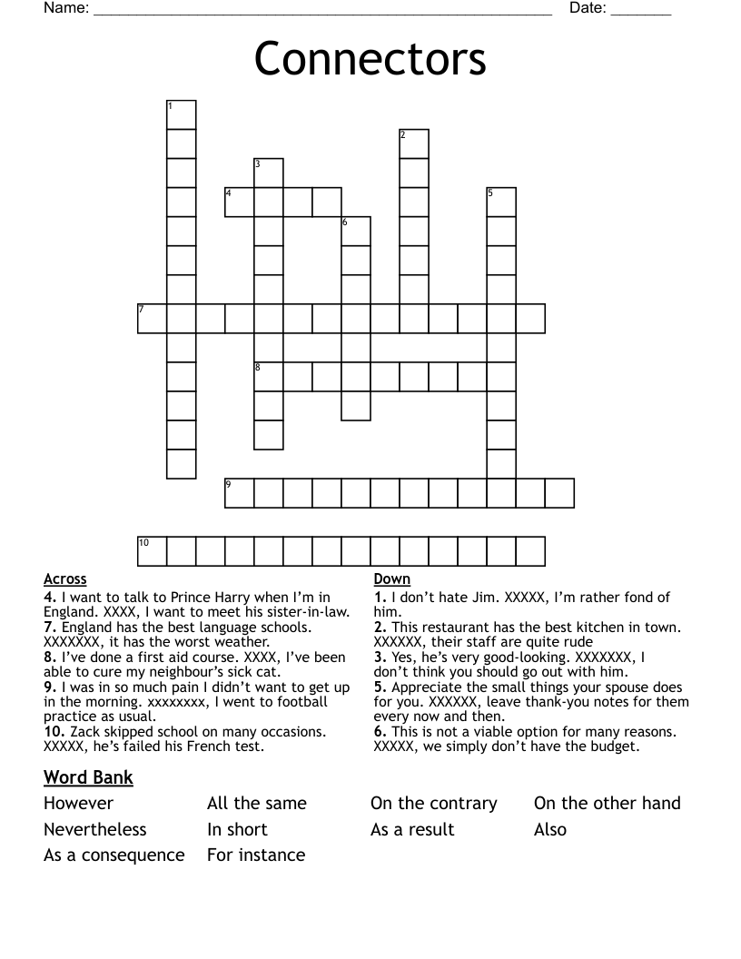 Connectors Crossword