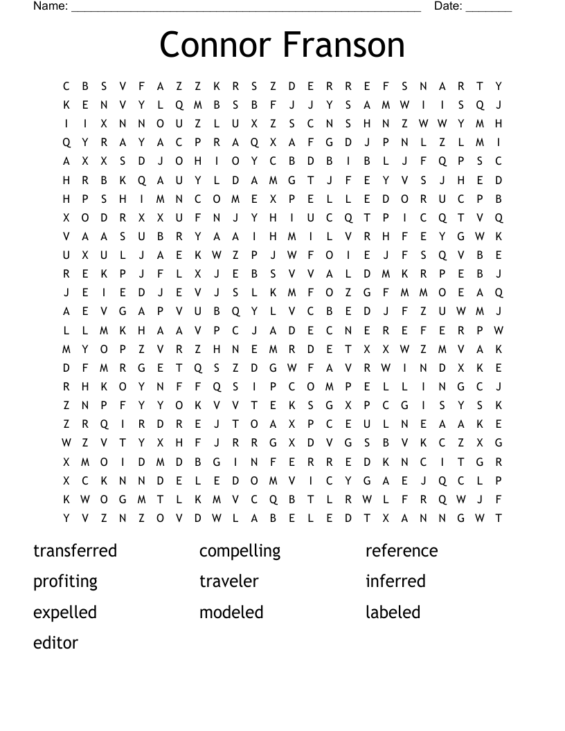 Connor Franson Word Search