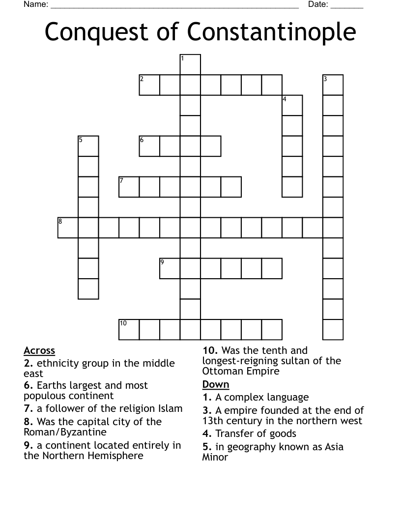 Conquest of Constantinople Crossword