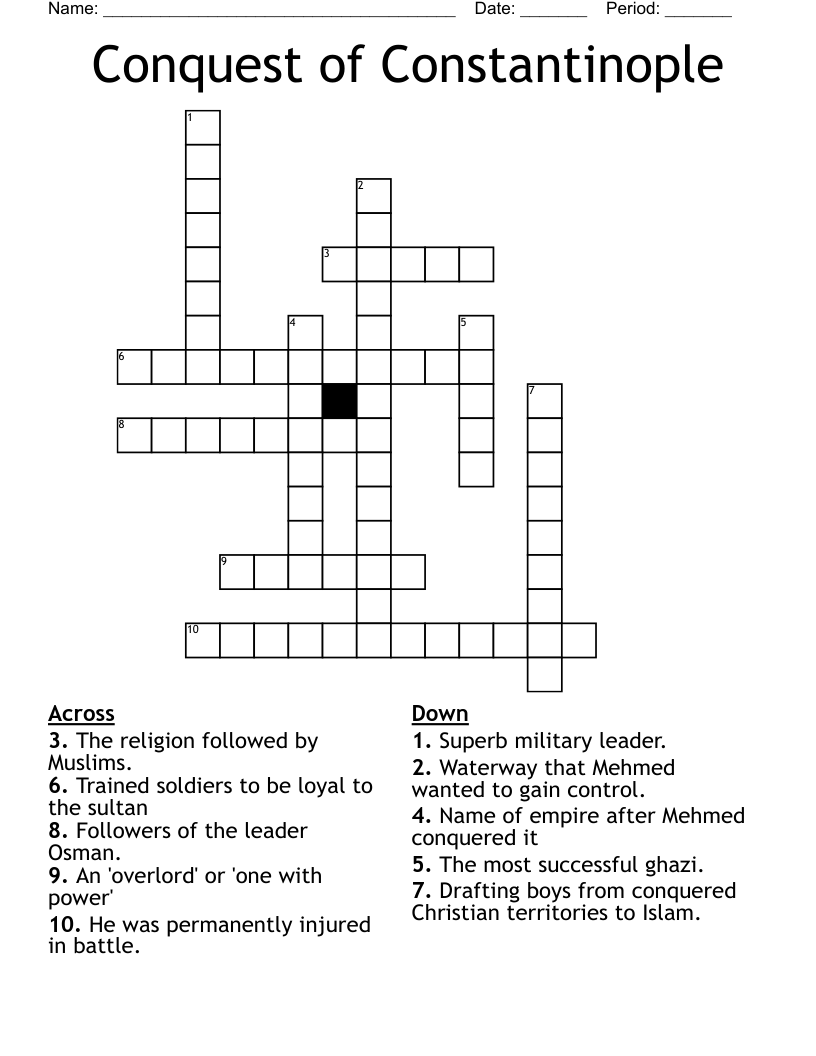 Conquest of Constantinople  Crossword