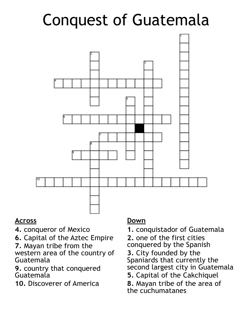 Conquest of Guatemala Crossword