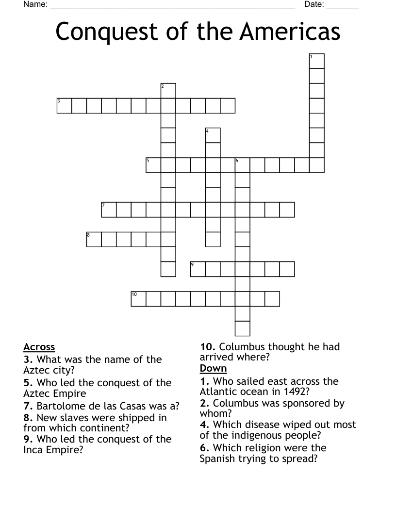 Conquest of the Americas Crossword