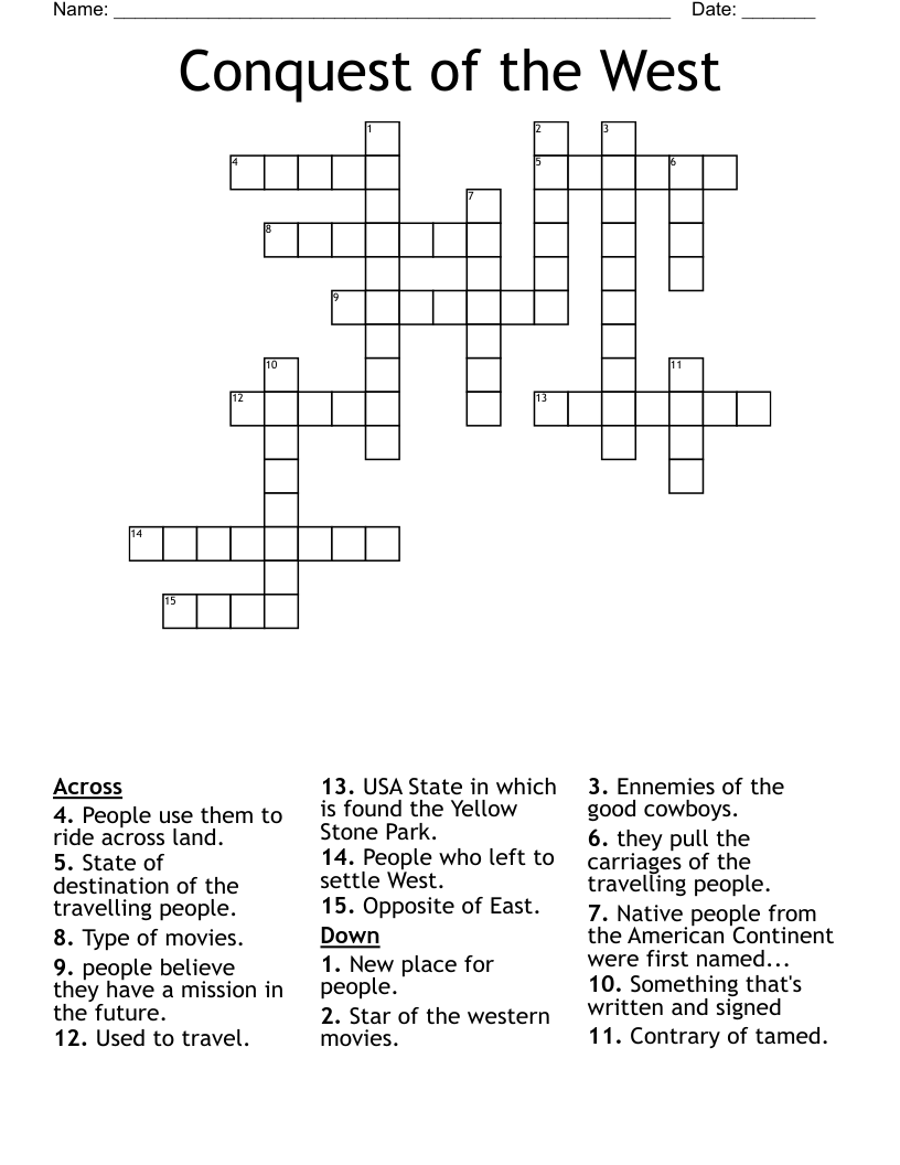 Conquest of the West Crossword