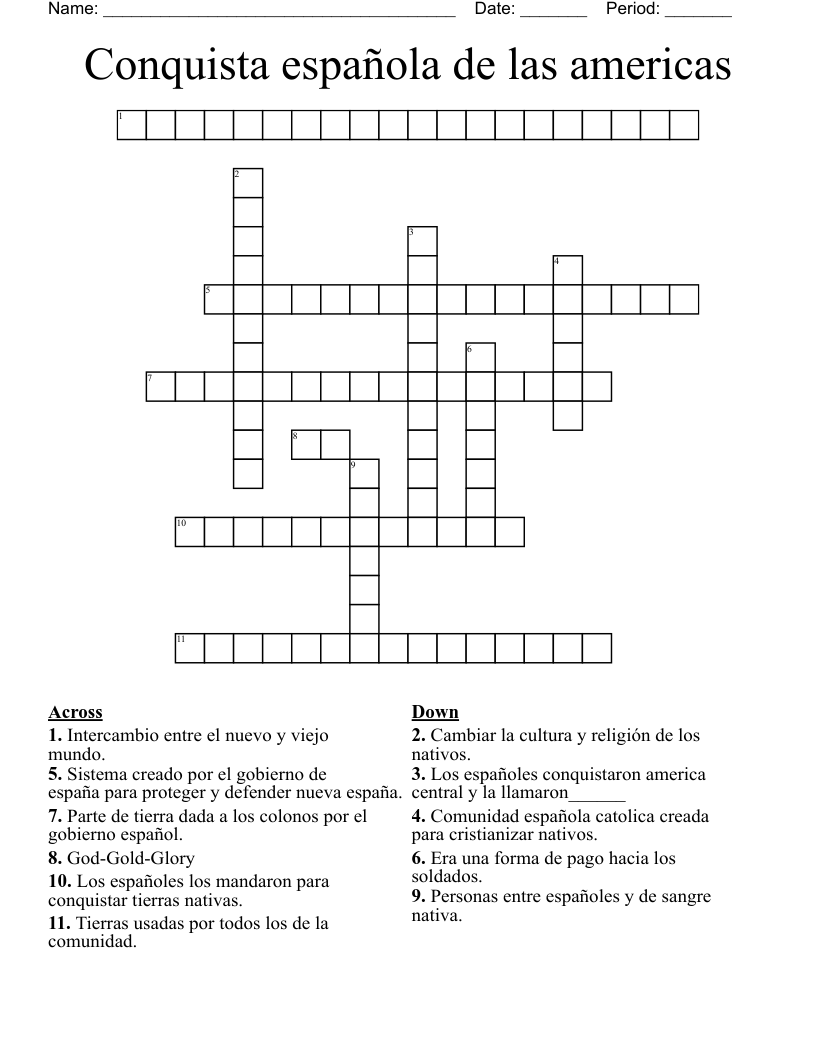 Conquista española de las americas Crossword