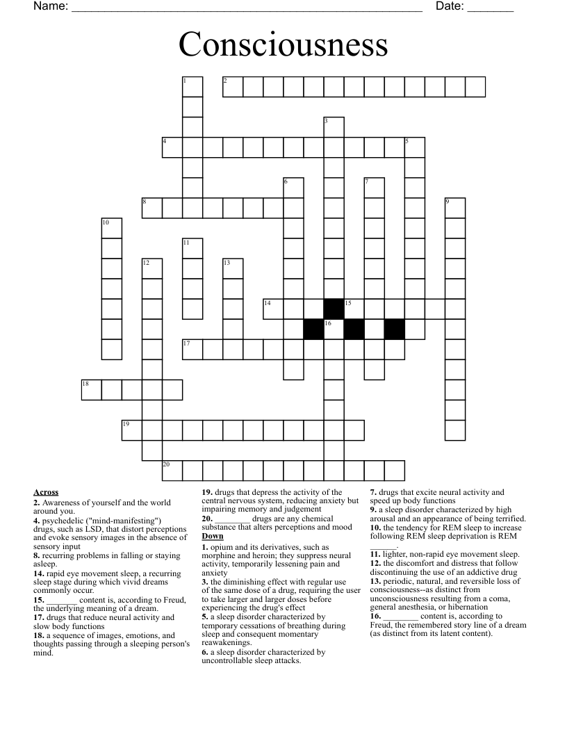 Consciousness Crossword